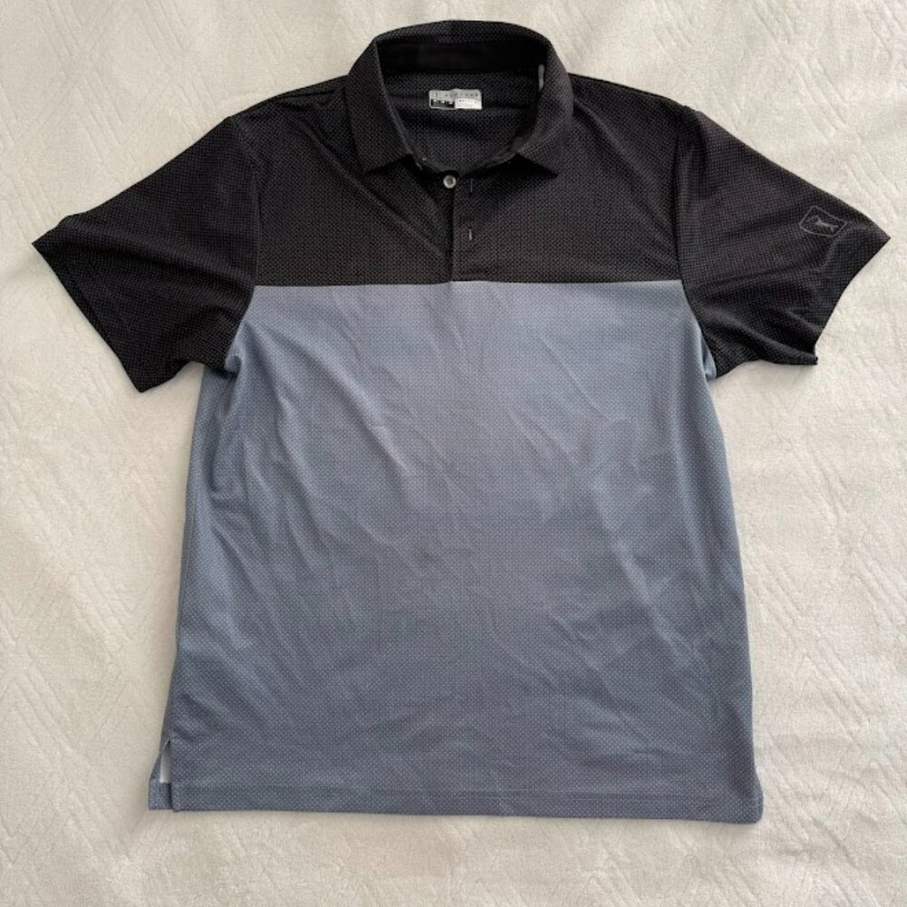 PGA Tour Men's Medium Athletic-Fit Airflux Birdseye Block Print Golf Polo